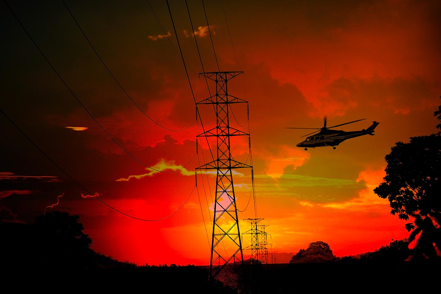 Transmission Construction Helicopter in Texas